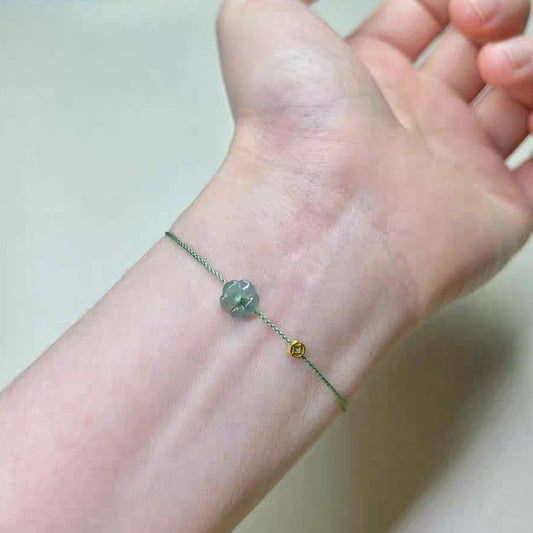 Green Rich Flower Small Coin Carrying Strap Hand Weaving Show Bracelet