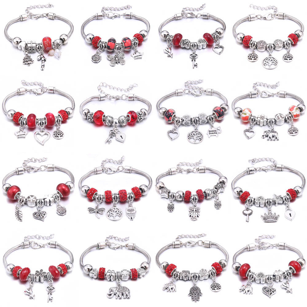 Women's Grid Popular Adjustable Crystal Love Butterfly Bracelets