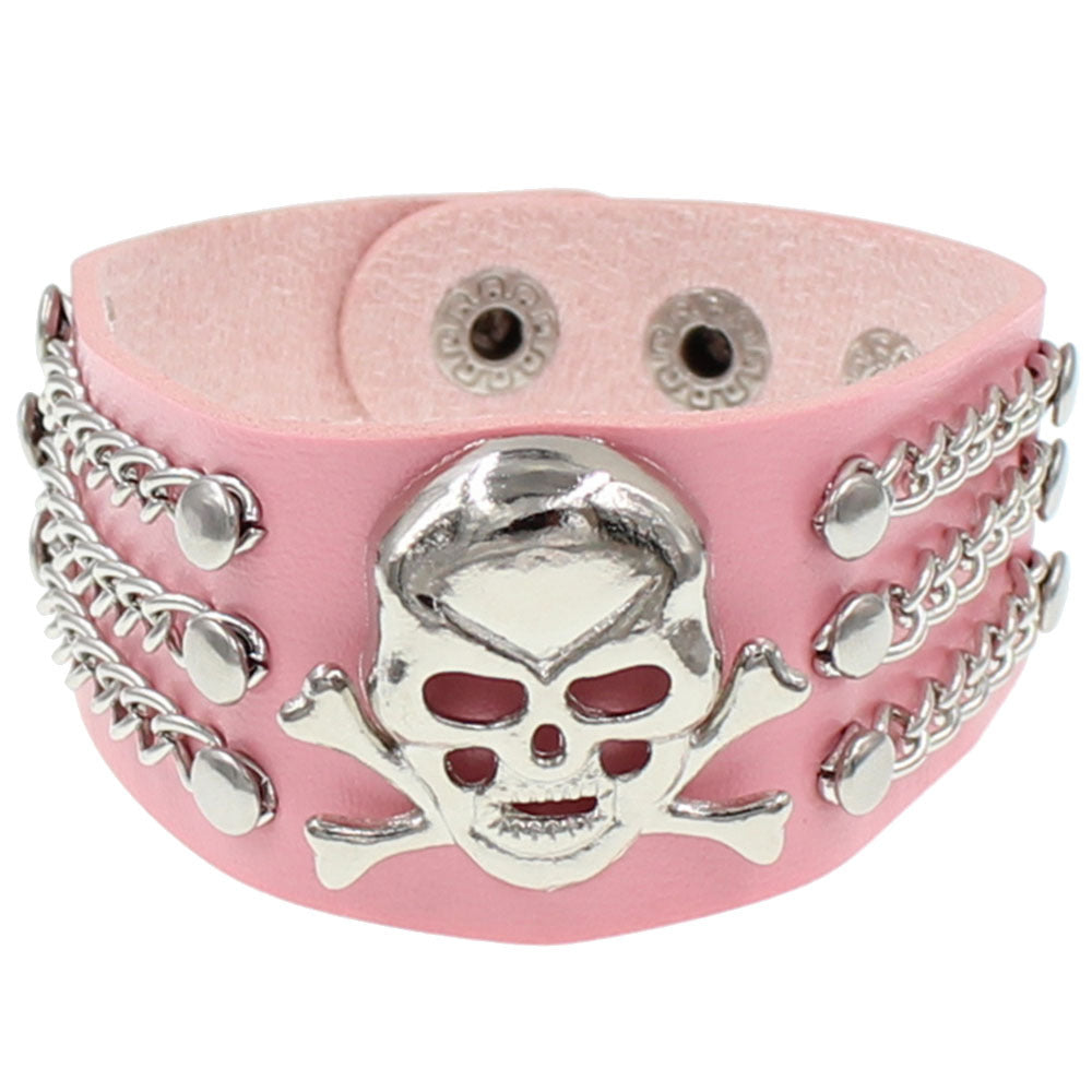 Protection Leather Fashion Punk Rivet Nightclub Domineering Ghost Skull Bracelet