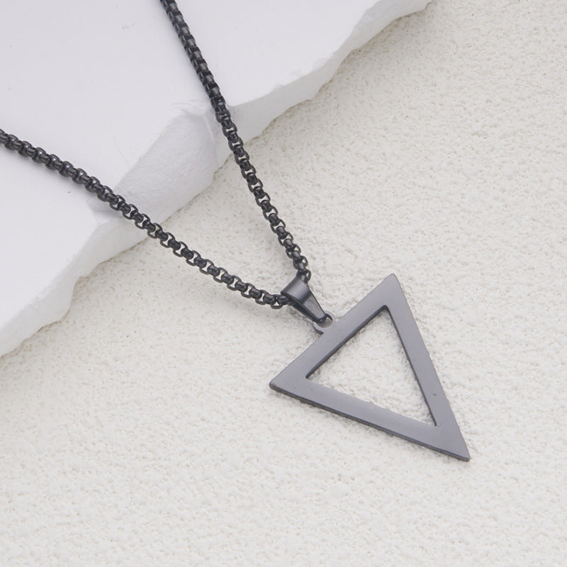 Men's Titanium Steel Black Triangle Stainless Geometric Necklace