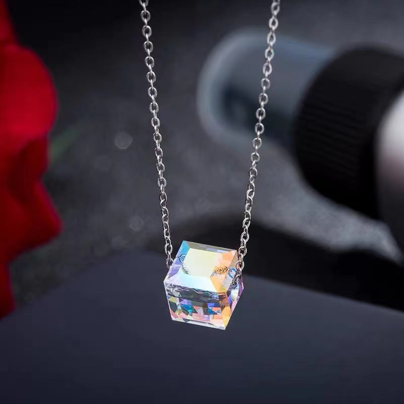 Pendant Small Sugar Cube Female Geometric Necklaces