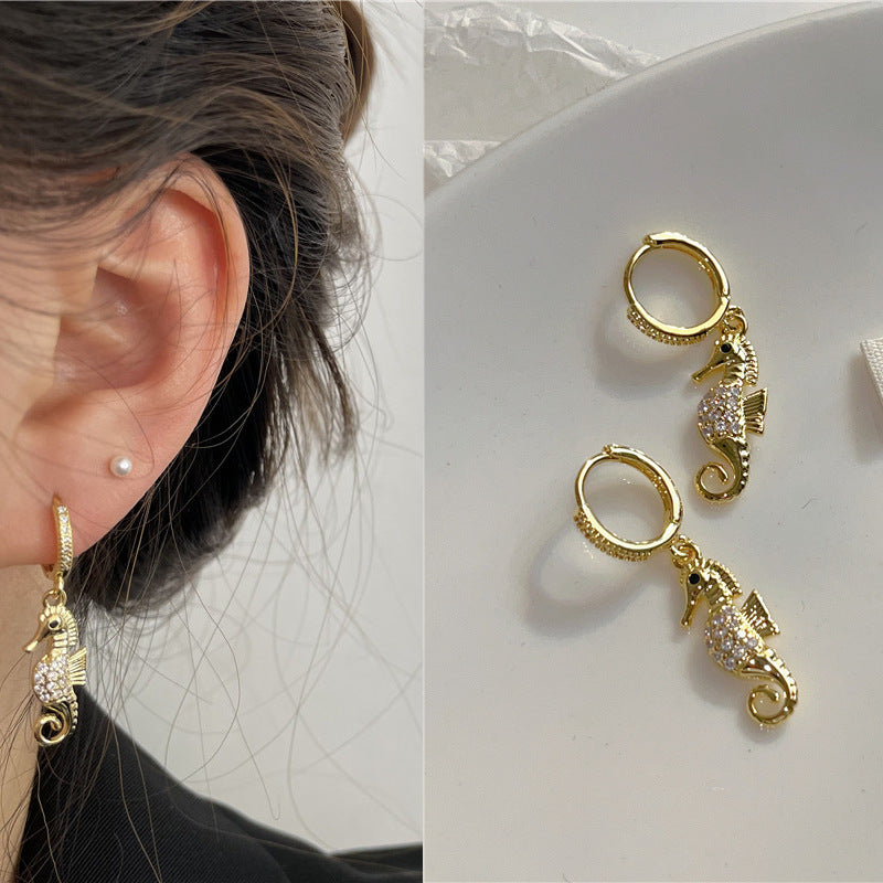 Rhinestone Ear Clip Eardrops Exquisite Sweet Hoop Earrings