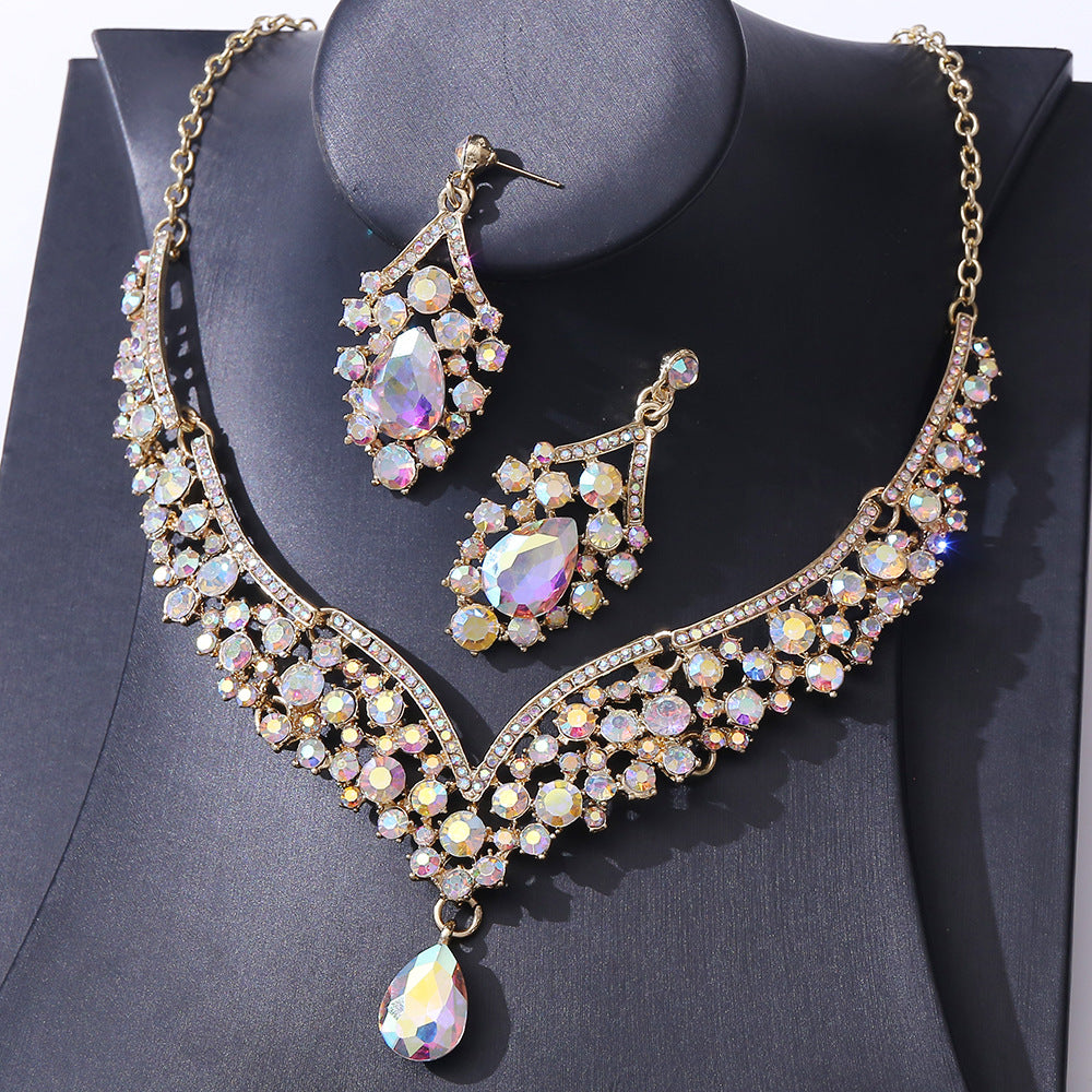 Exquisite Colorful Crystal Glass Drop-shaped Wedding Necklaces