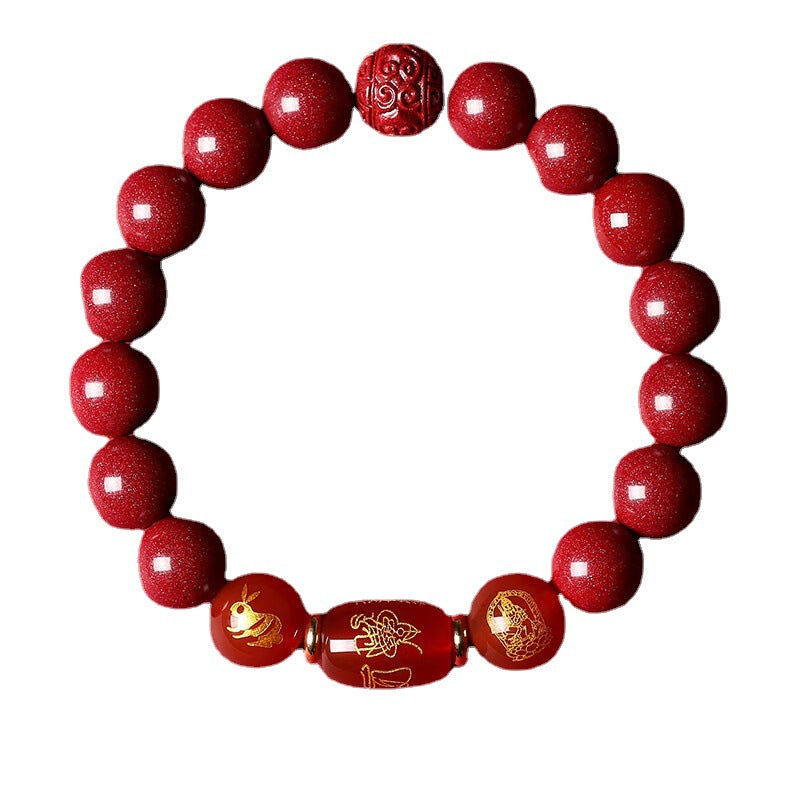 Rabbit Agate Zodiac Year-old Female Cinnabar Bracelets