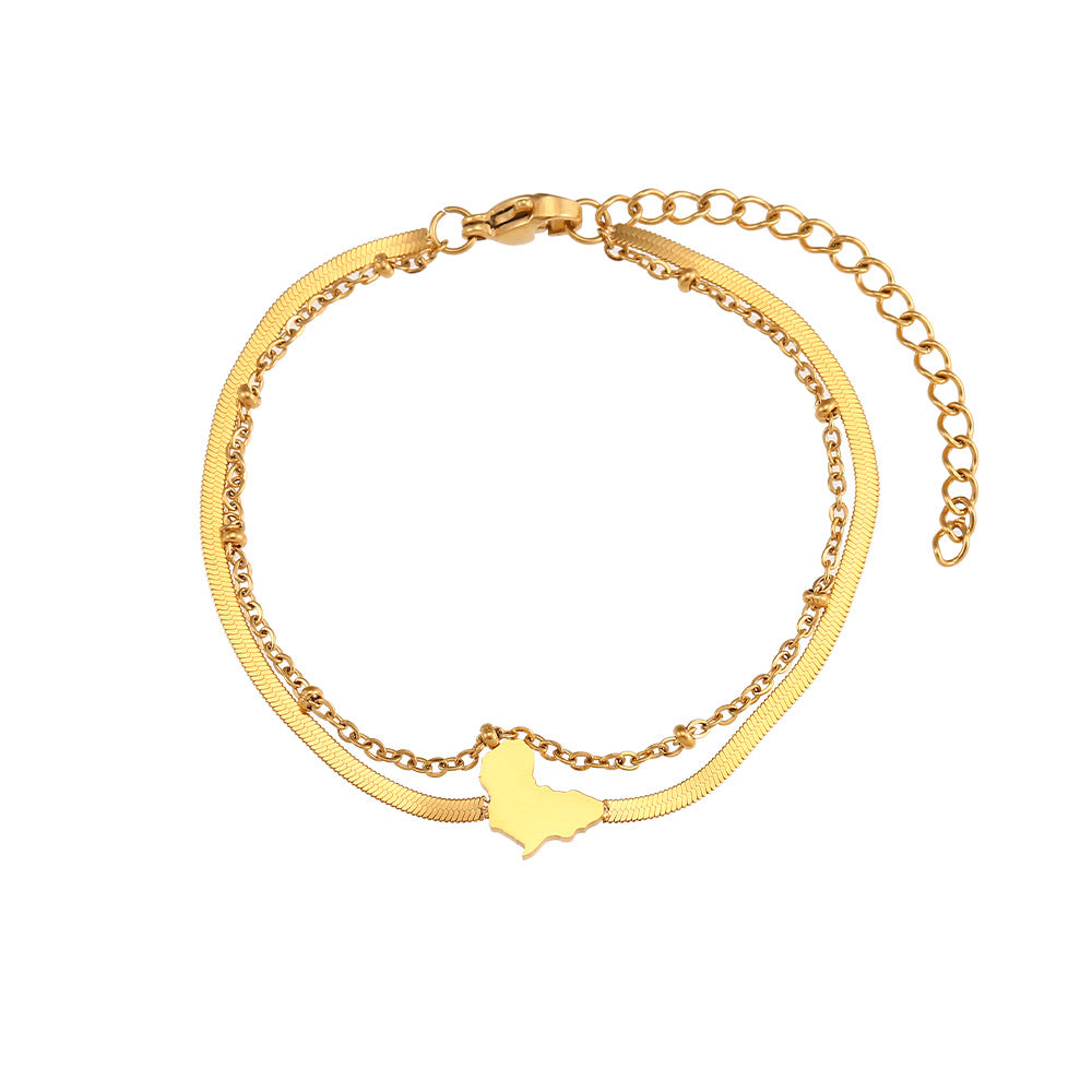 Women's Beads Twisted Chain Five-pointed Star Stainless Bracelets