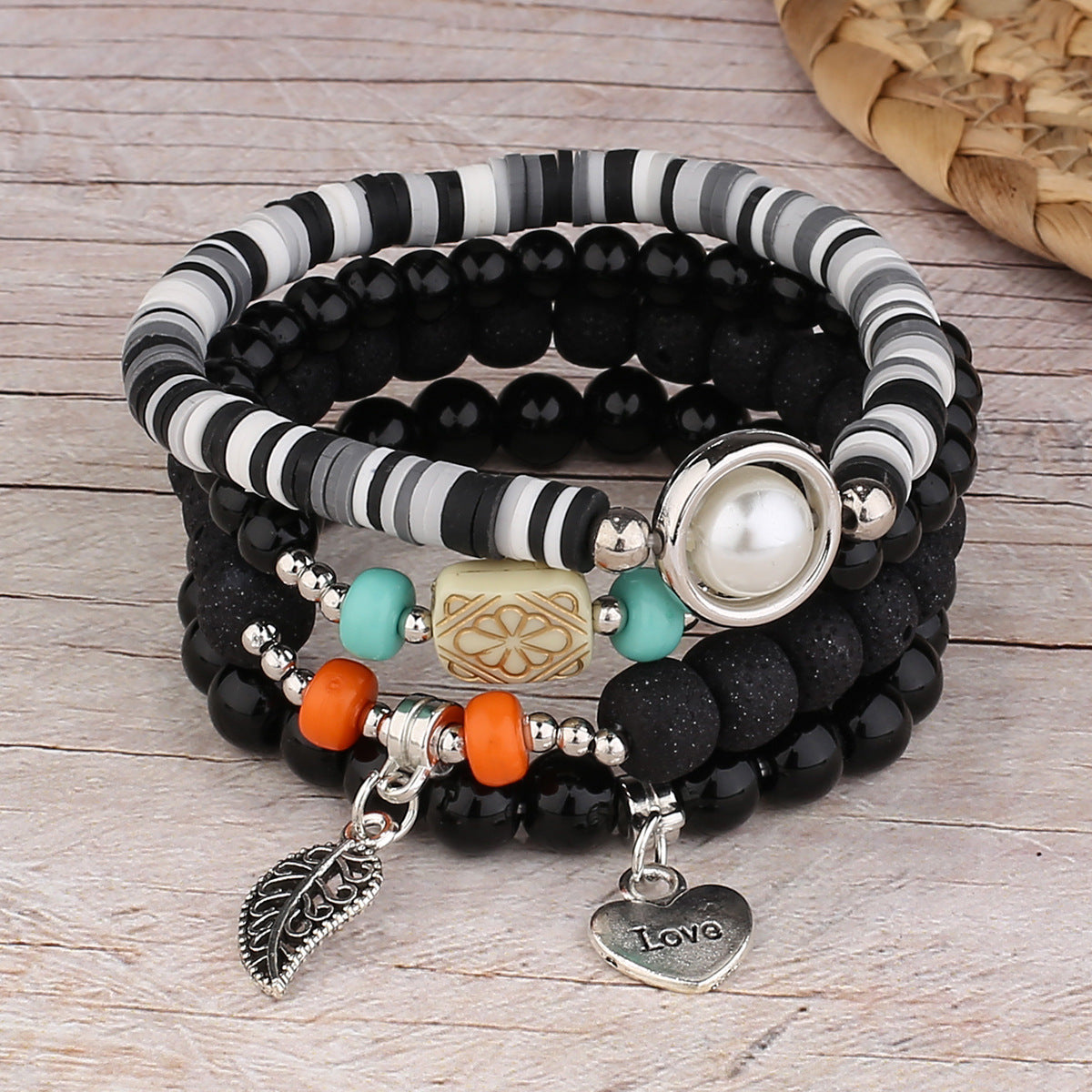 Böhmische Perlen-Herzblätter-Kristallperlen-Armbänder für Damen