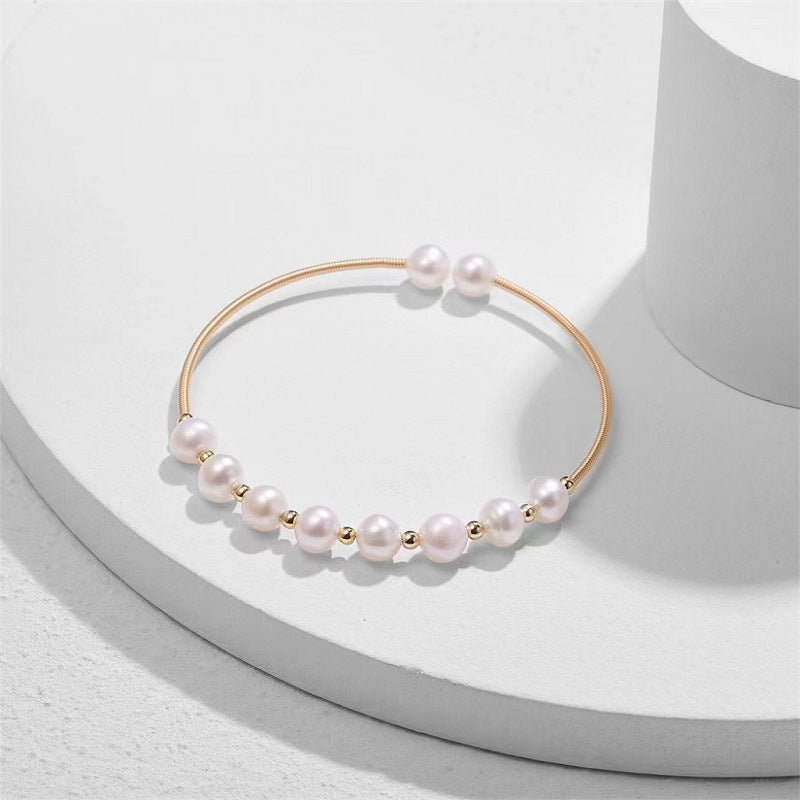 Female Temperament Elastic Gold Injection Open Bracelets