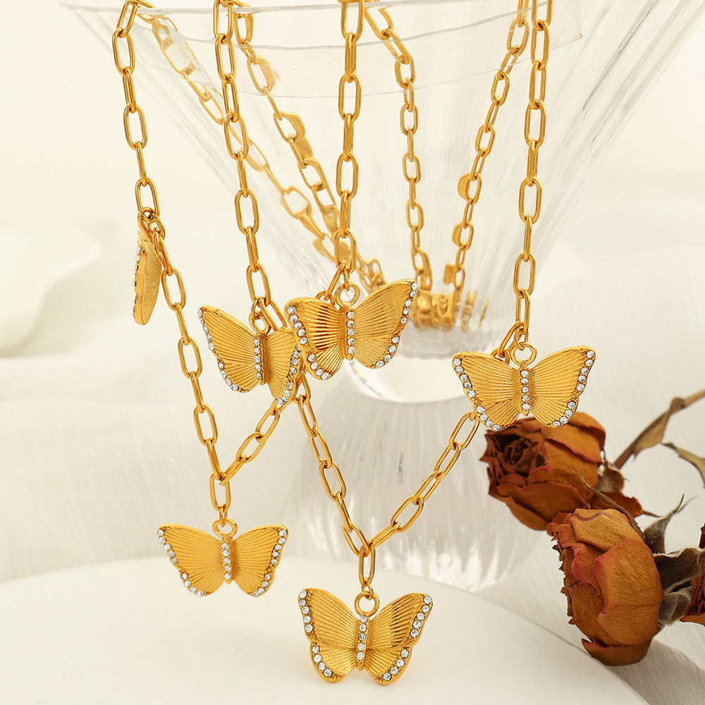 Minority Fairy Flying Zircon Style High-grade Butterfly Jewelry Set