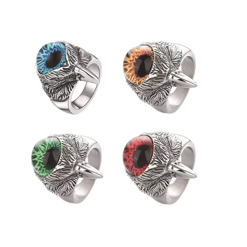 Men's Retro Punk Locomotive Style Beard Skull Ring