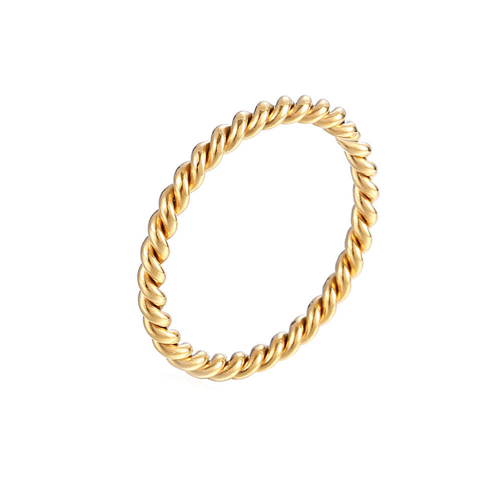 Fashion Simple Stainless Steel Twist Single Titanium Female Can Not Rings