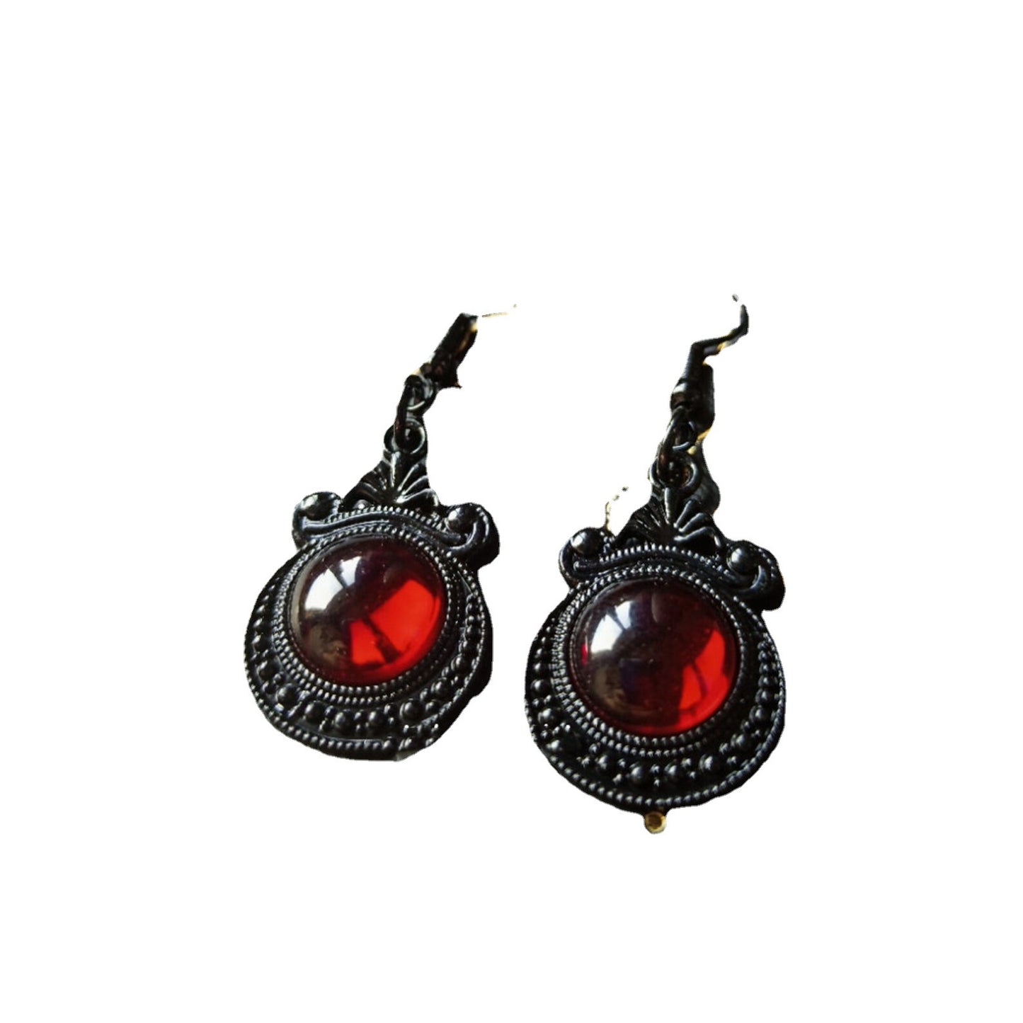 Vintage Ruby Personality Fashion Witch Mirror Earrings