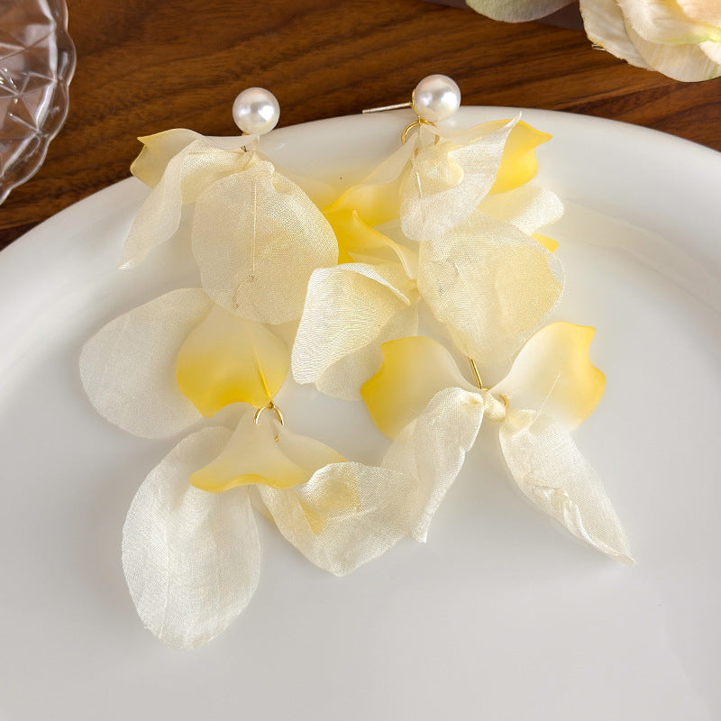Women's Yellow Flower Mesh Vacation Style Niche High-grade Rings