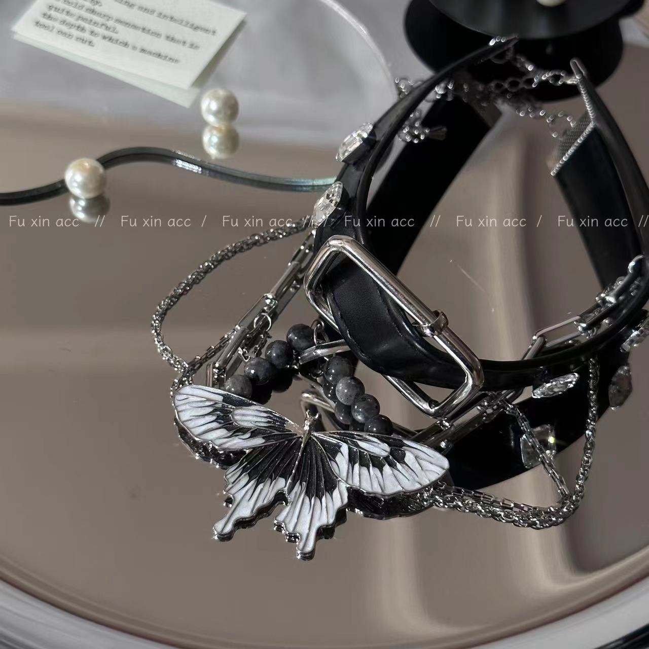 Punk Alloy Leather Butterfly Tassel Niche Necklaces