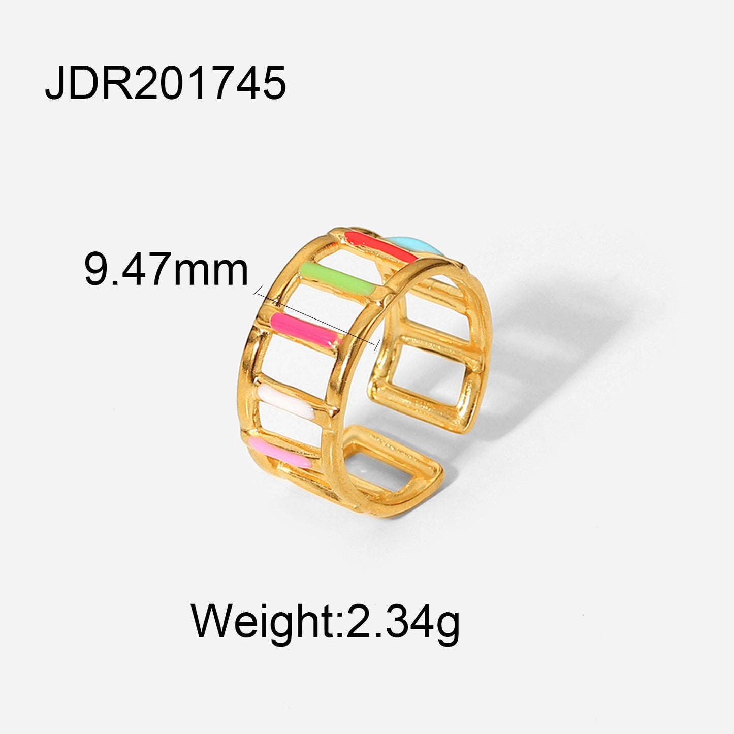 Women's Gold-plated Stainless Steel Fashion Geometric Colorful Rings