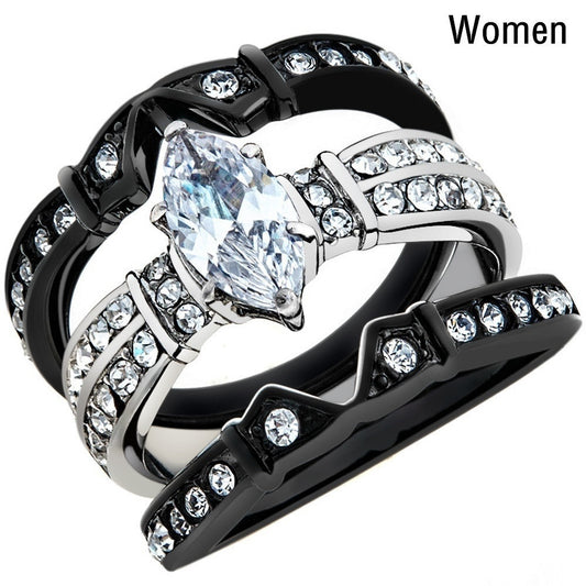 Luxury Set Zircon White Gold Plated Rings