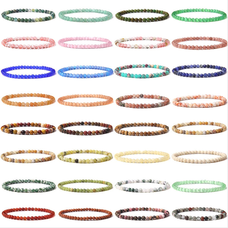 Women's Natural Stone Mini Energy Glossy Beads Bracelets