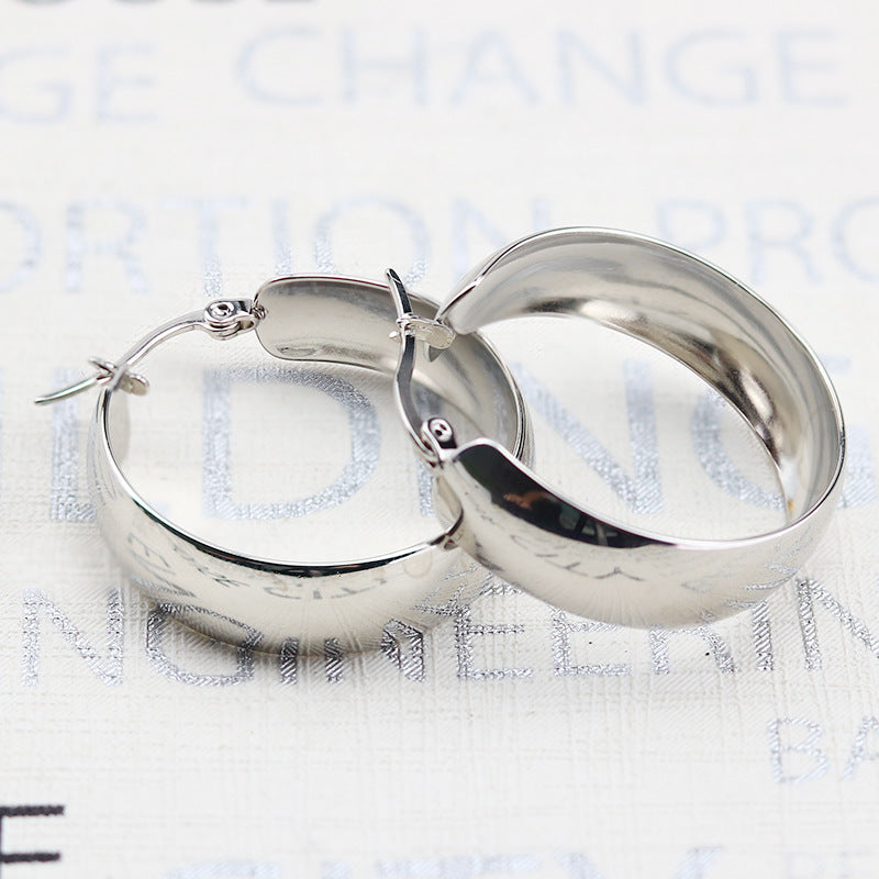 Women's Stylish Simple Personality Trendy High Profile Large Titanium Steel Clip Ear Buckle