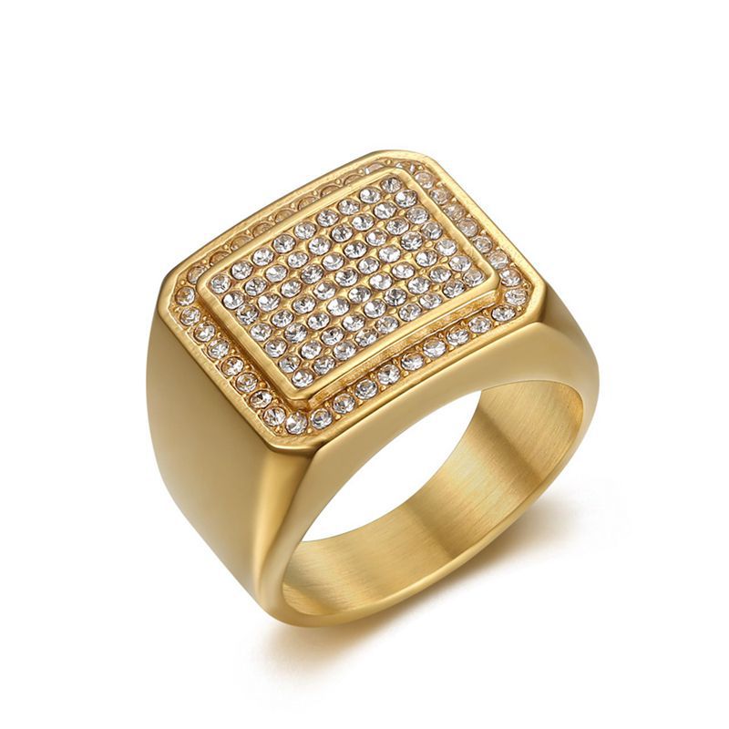 Men's Hip Hop Titanium Steel Vacuum Plating Full Ring