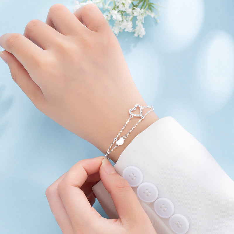 Style Double Layers Loving Heart Wild Heart-shaped Simple Graceful Bracelets