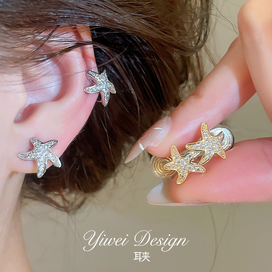 Real Gold Electroplated Zircon Bone Female Niche Ear Clip