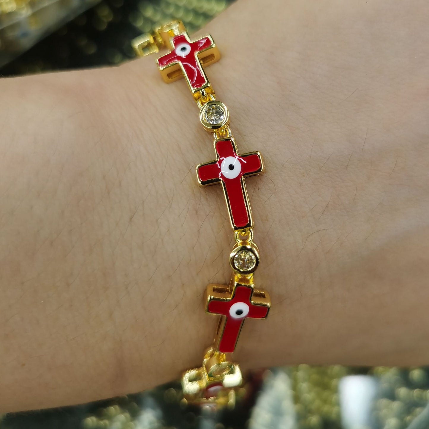 Bracelets de hanche réglables en Zircon pour hommes, croix œil du diable