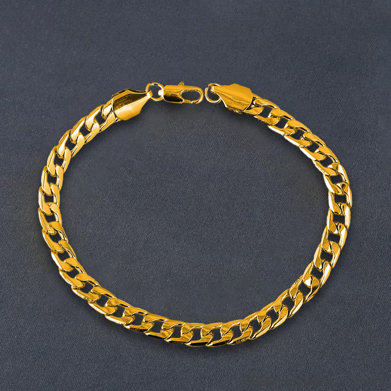 Men's Stainless Steel Boss Gold Flat Chain Bracelets