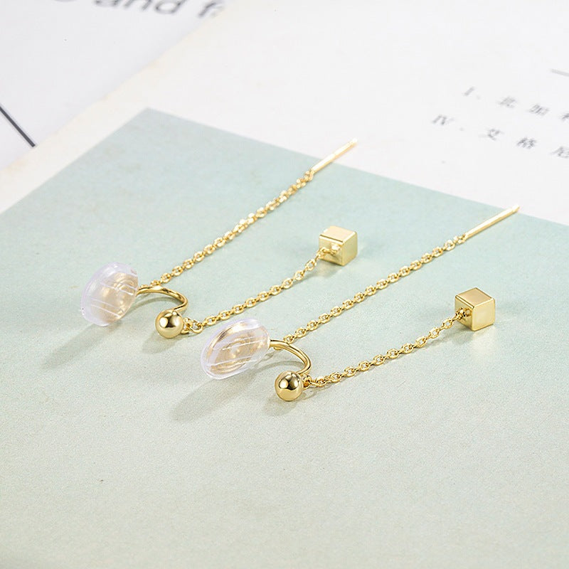 Women's Long Binaural Line Mosquito Coil Simple Tassel High-grade Without Pierced Rings