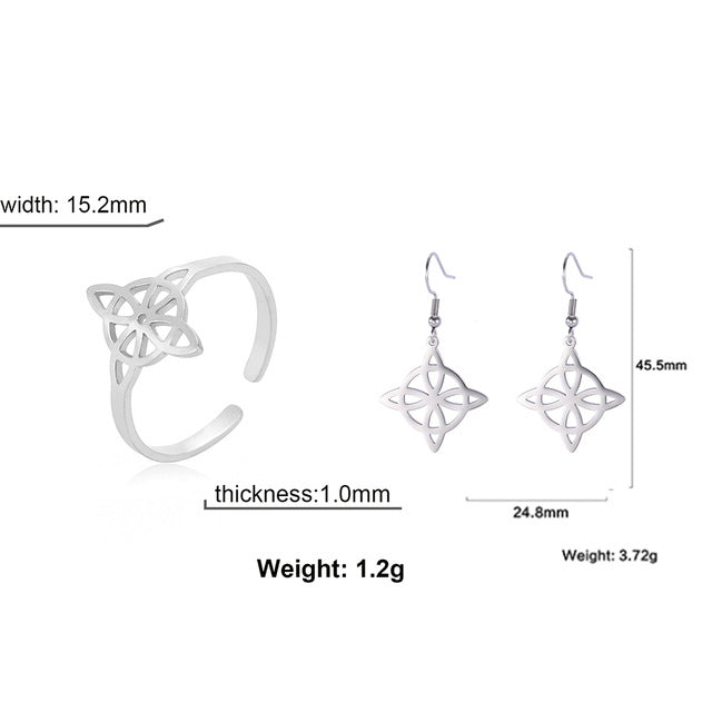 Witch Knot S-shaped Cut Stainless Steel Jewelry Set