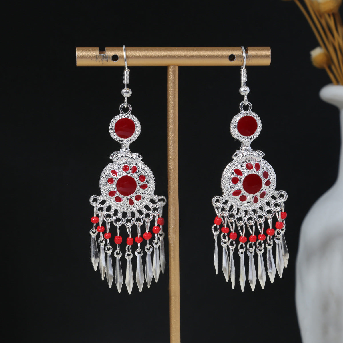 Geometric Round Ethnic Bohemian Retro Tourist Attractions Long Earrings