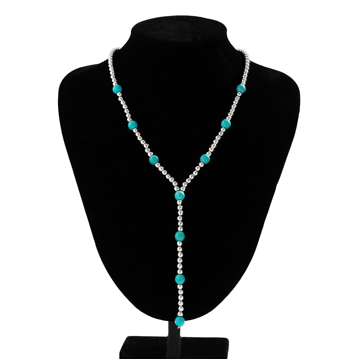 Style Retro Turquoise Beaded Clavicle Niche Necklaces