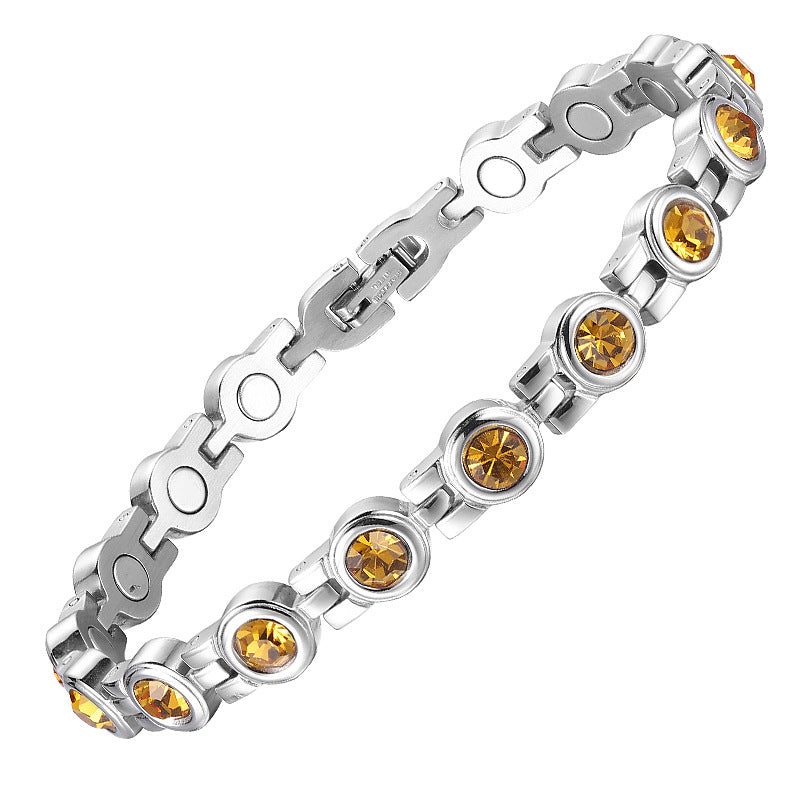 Women's Fashion Simple Rhinestone Zircon Stainless Steel Bracelets