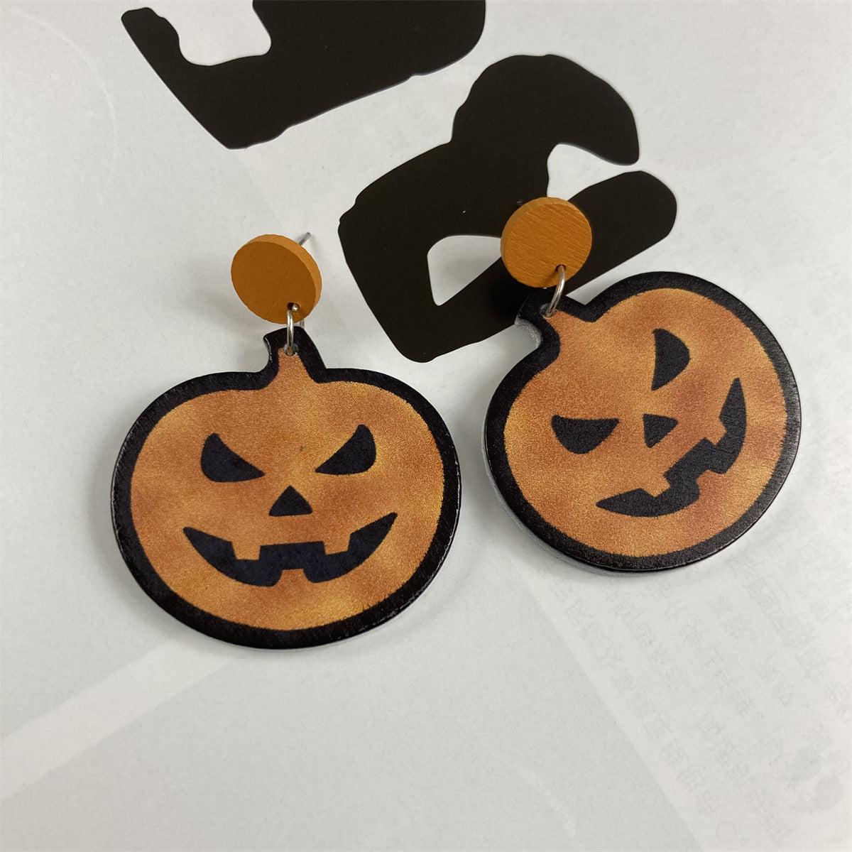 New Accessories Halloween Pumpkin Skull Wooden Earrings