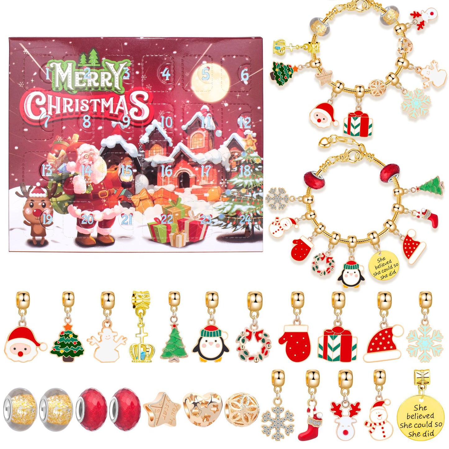 Advent Calendar Creative Snowman Christmas Blind Bracelets