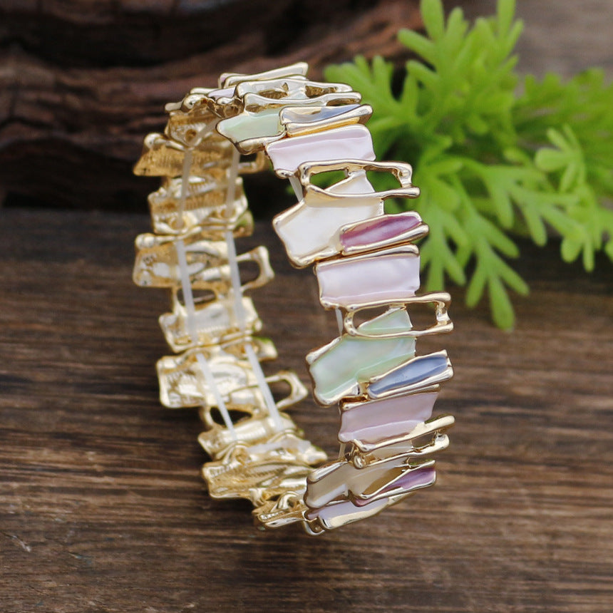 Women's Irregular Colorful Oil Alloy Handmade Painting Creative Geometric Bracelet