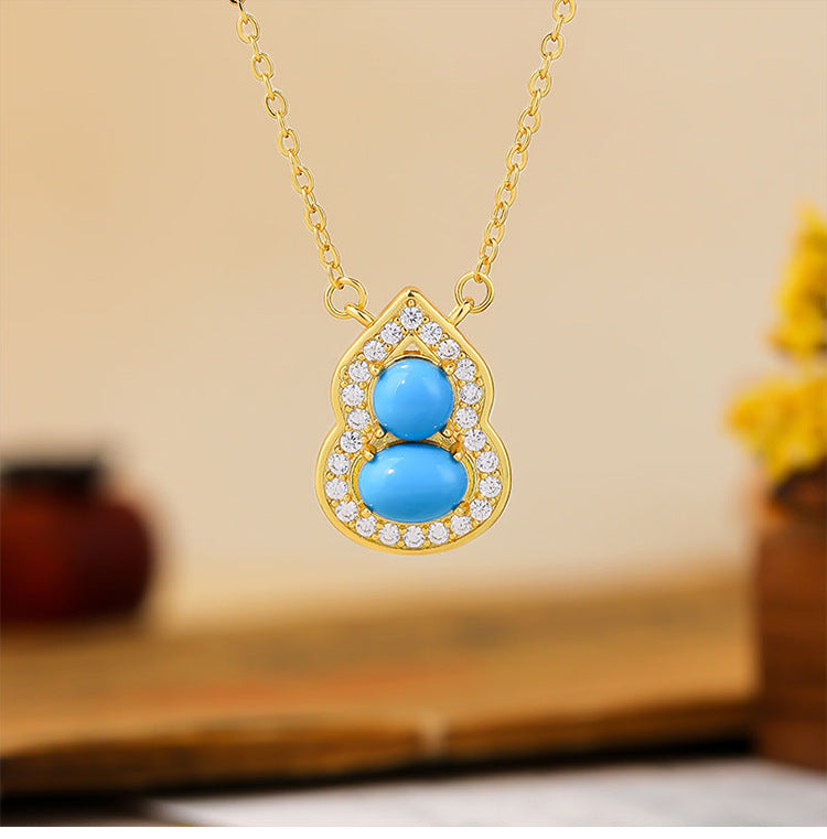 Imitation Turquoise Gourd Small White Clavicle Necklaces