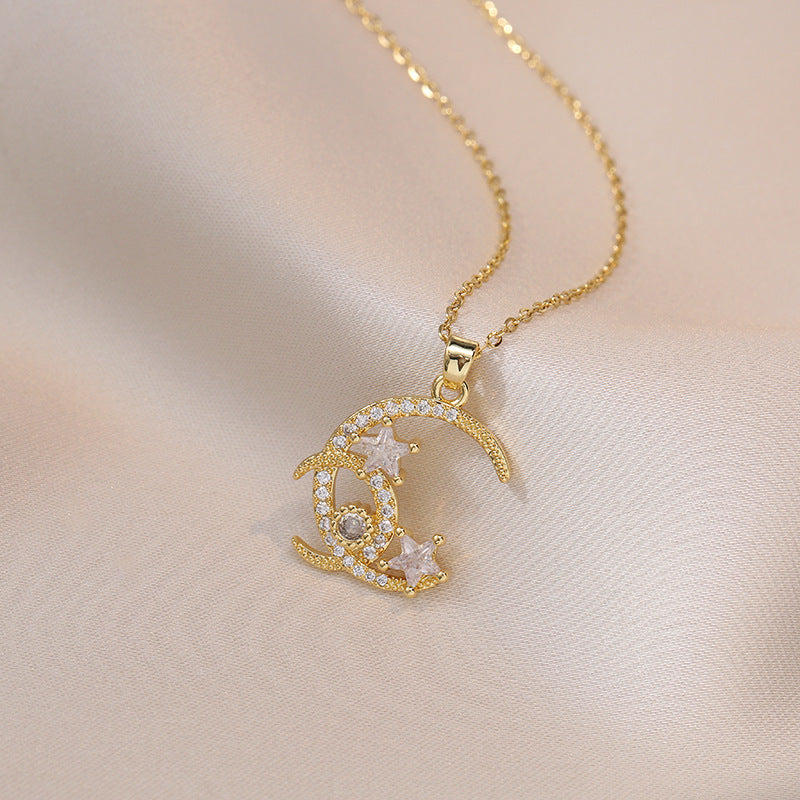 Female Star Moon Zircon Geometric Special Interest Necklaces