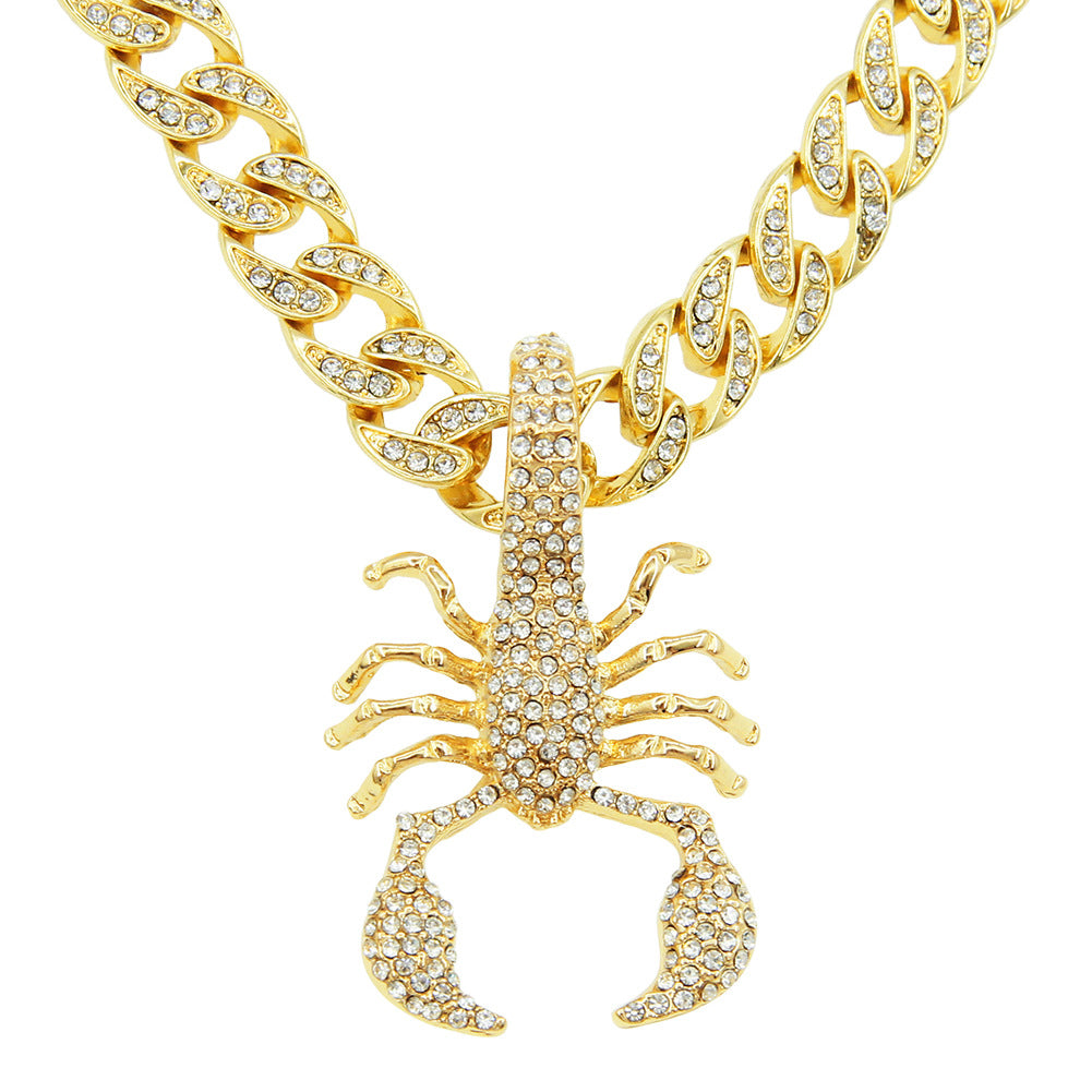 Hop Three-dimensional Full Diamond Scorpion Shape Necklaces