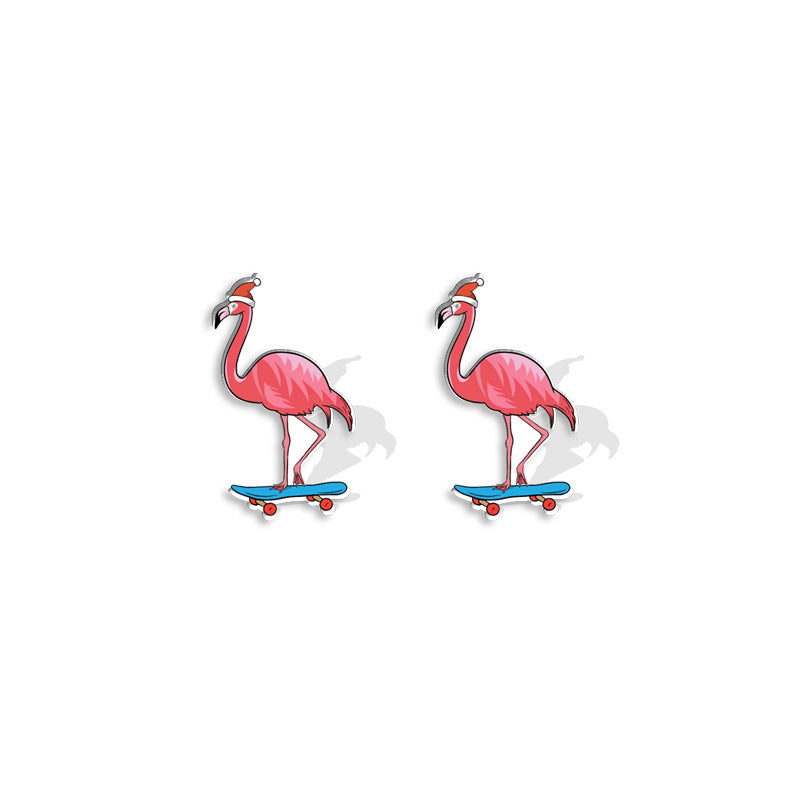 Acrylic Christmas Holiday Female Creative Cartoon Hat Resin Stud Earrings