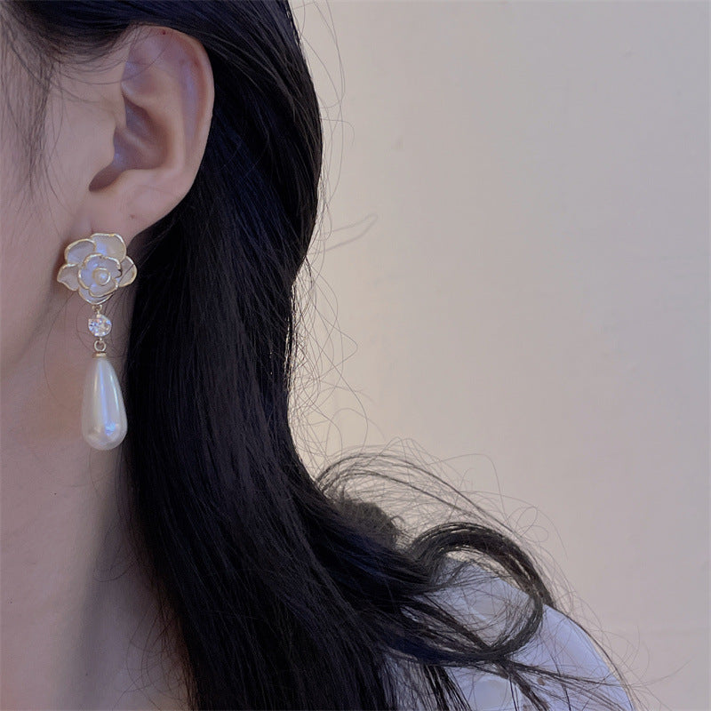 Boucles d'oreilles camélia en perles de haute qualité pour femmes, au Design tendance