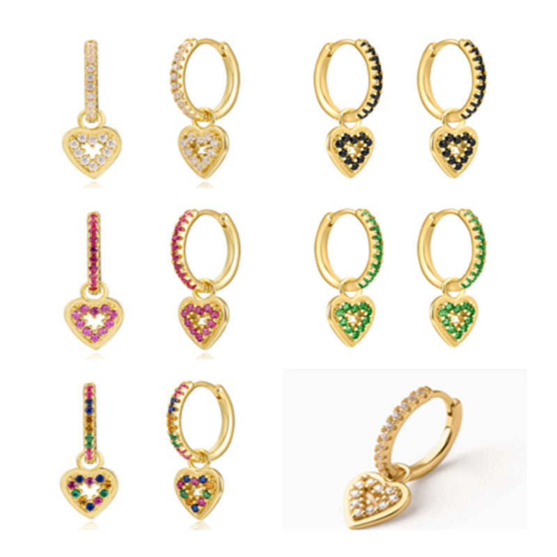 Sier Needle Fashion Classic Retro Hollow Heart Stud Earrings