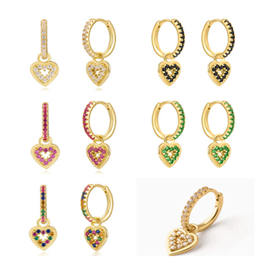 Sier Needle Fashion Classic Retro Hollow Heart Stud Earrings