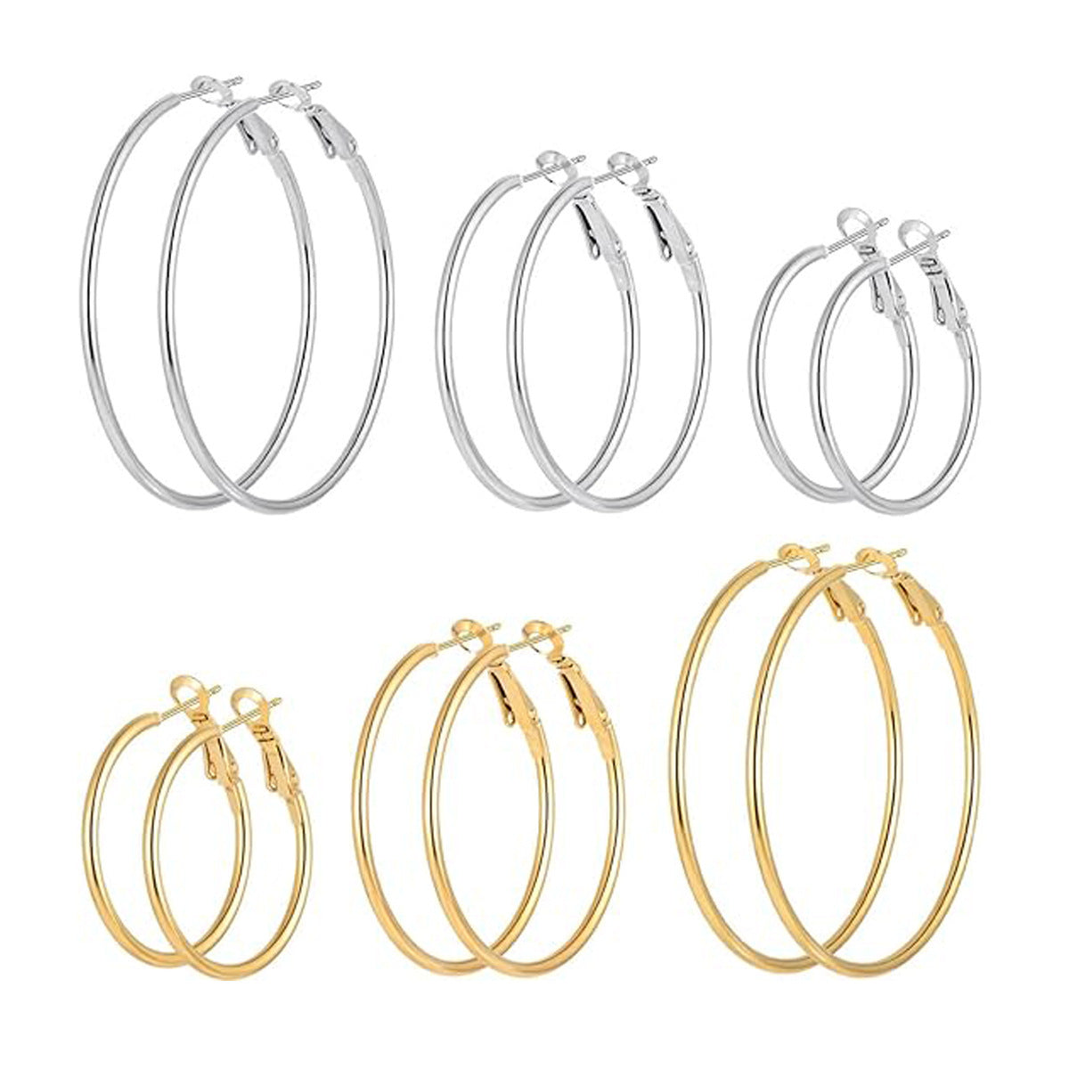 Shrimp Male Buckle Coil Stainless Steel Geometric Circle Earrings