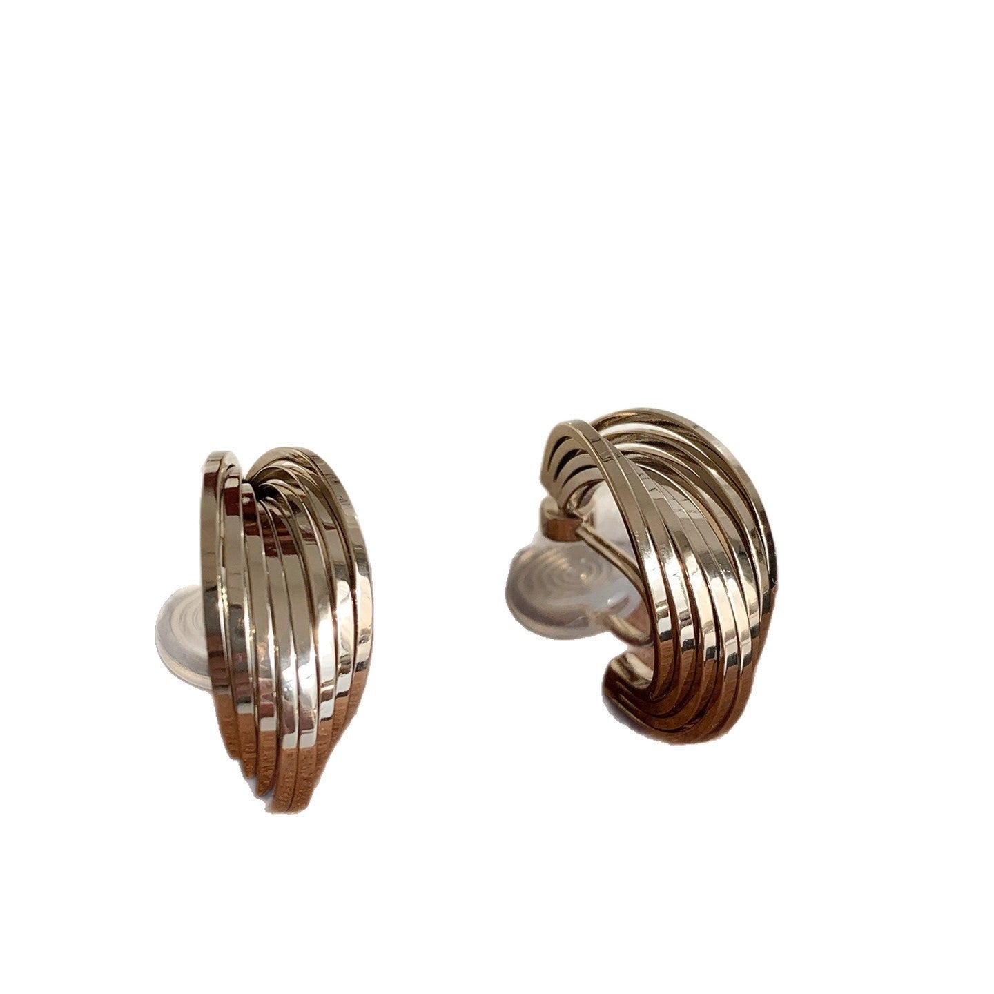 French Retro Coffee Gold Line Niche Design Earrings