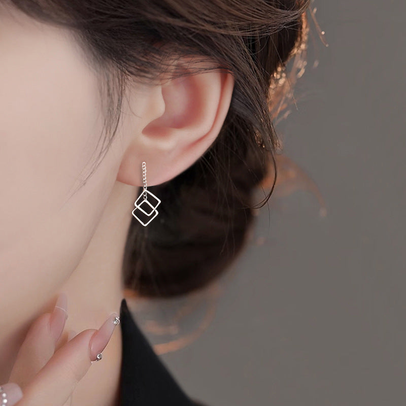Cat Ning Geometric Square Simple Design Rhombus Earrings