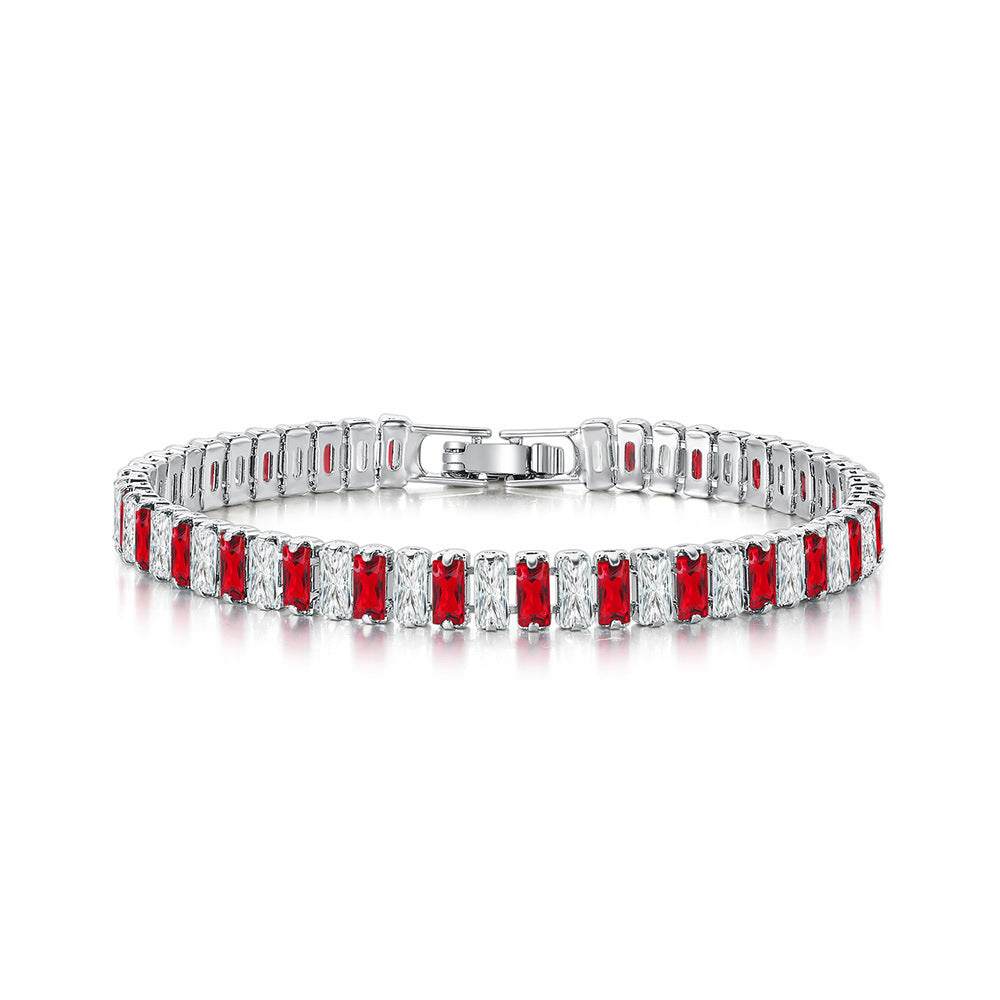 Zircon Single Row Rectangular Full Diamond Bracelets