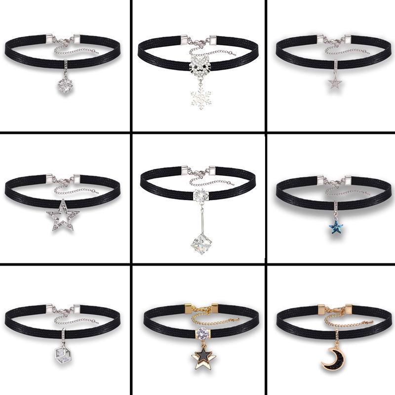 Women's Black Rope Fresh Clavicle Chain Short Neckband Collar Necklace