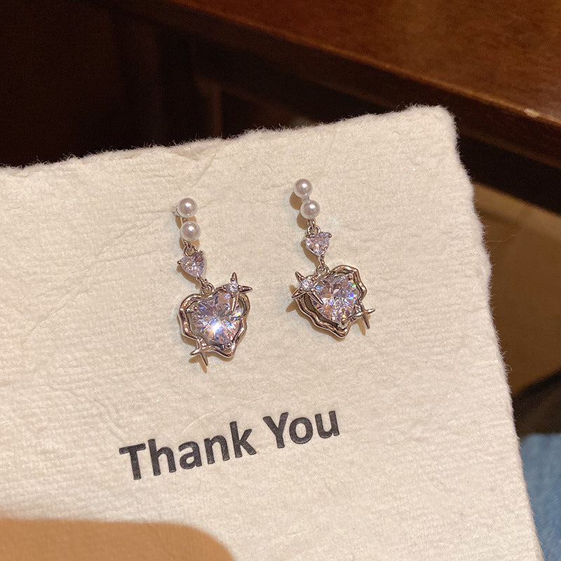 Wind Sweet Exquisite Refined Grace Zircon Light Luxury Minority High Stud Earrings