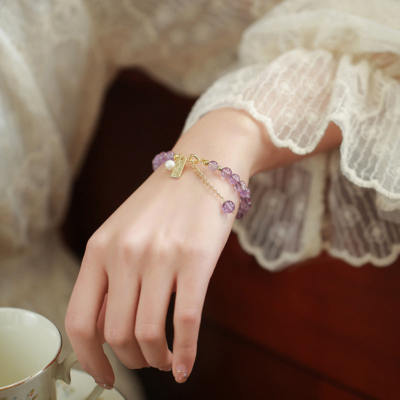 Natural Crystal Female Niche Romantic Lavender Amethyst Elegant Graceful Bracelet
