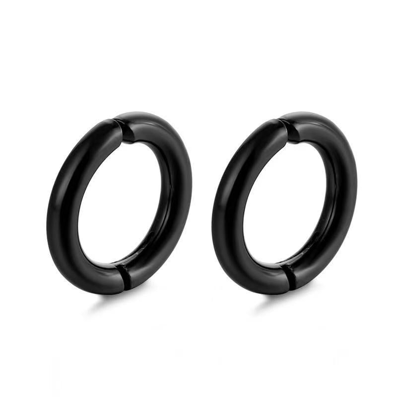 Women's & Men's Black Series Punk Titanium Steel Clips Ear Clip
