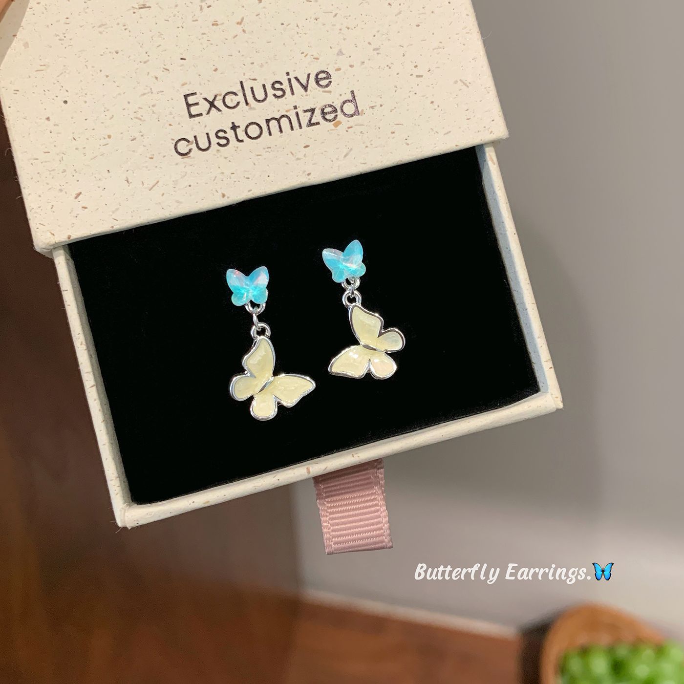 Women's Summer Butterfly Enamel Suit Super Fairy Blue Green Sweet Cute Rings